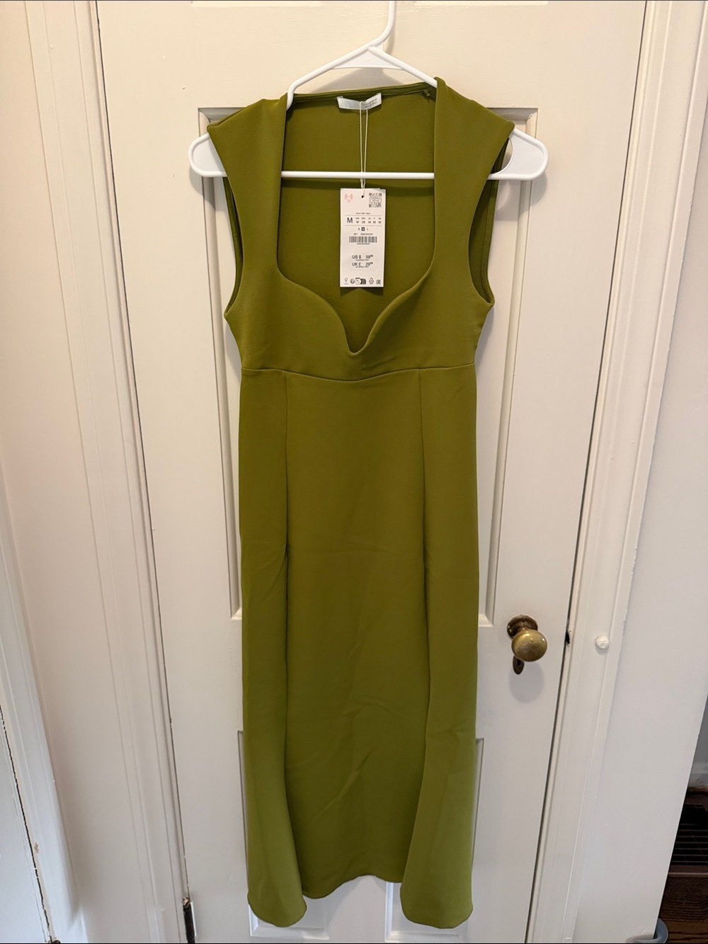 NWT Zara Olive Green Sleeveless V-Neck Midi Dress